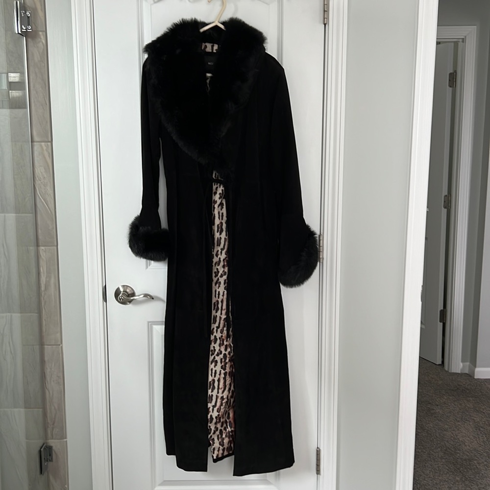 Faux Fur Trimmed Suede Jacket